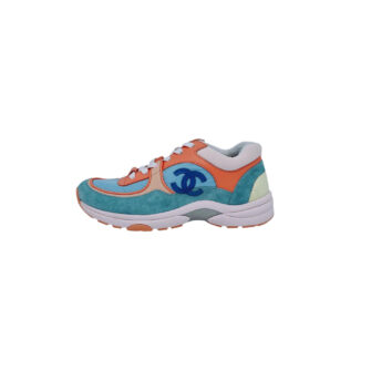 MULTICOLOR NYLON AND LEATHER CC LOGO LACE UP SNEAKERS 36