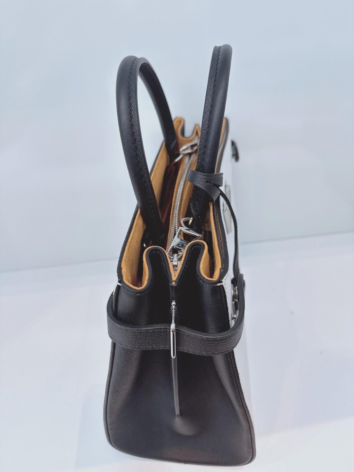 WHITE EPI LEATHER TWIST TOTE BAG