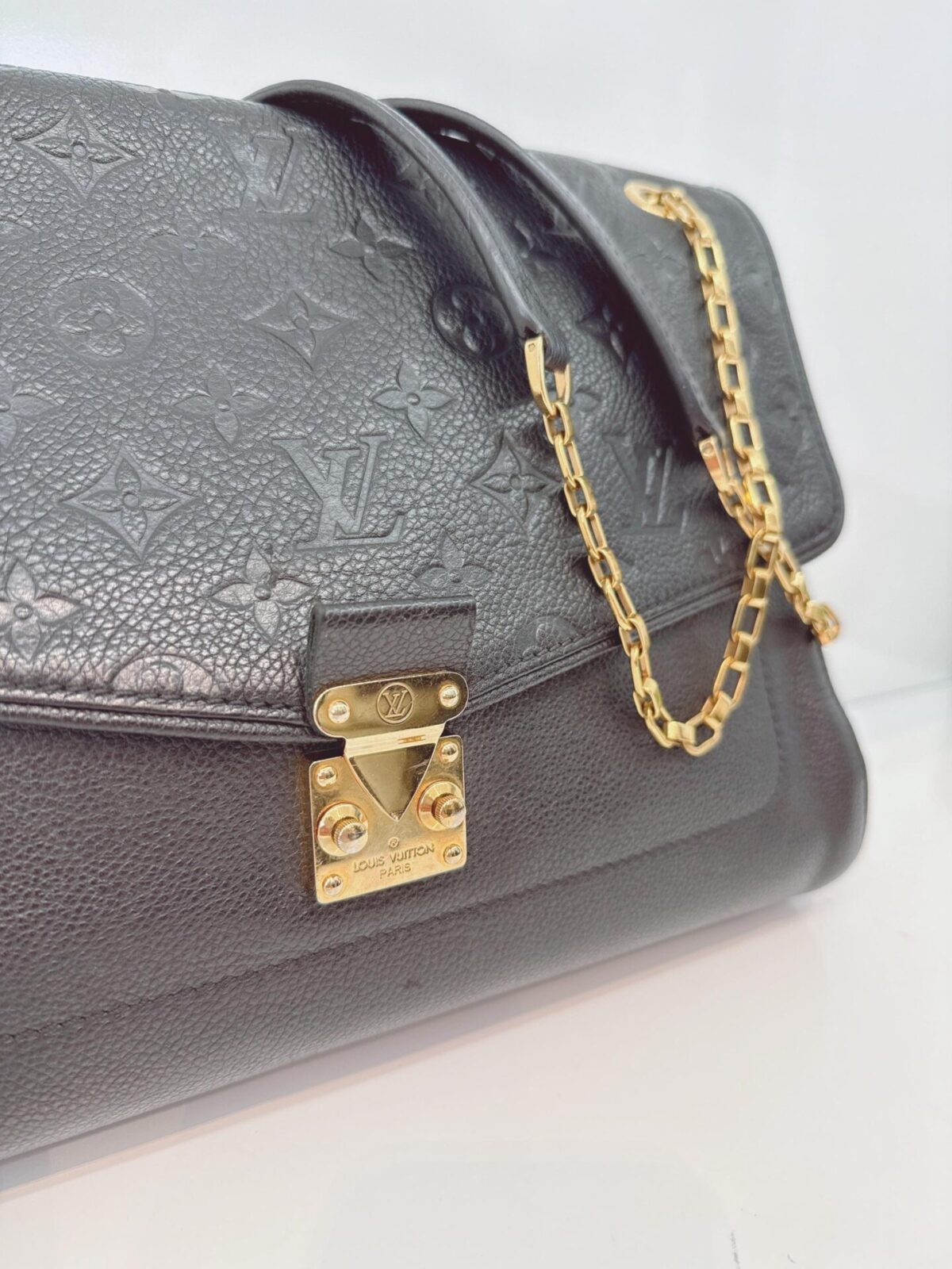 BLACK MONOGRAM EMPREINTE LEATHER MM ST GERMAIN BAG