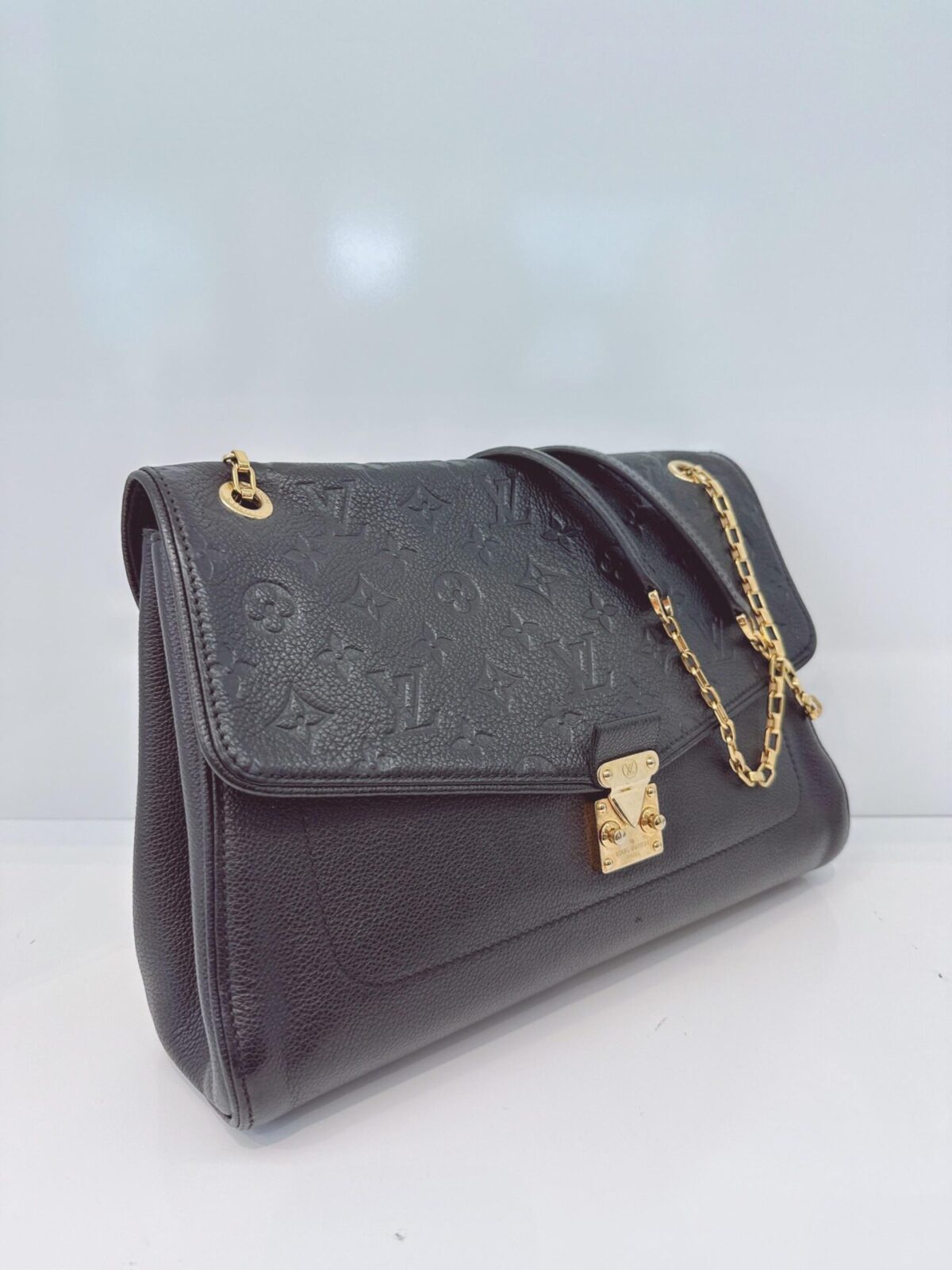 BLACK MONOGRAM EMPREINTE LEATHER MM ST GERMAIN BAG