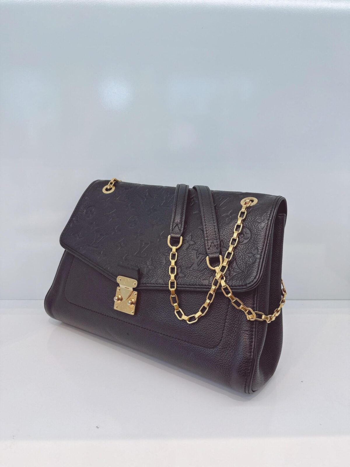 BLACK MONOGRAM EMPREINTE LEATHER MM ST GERMAIN BAG