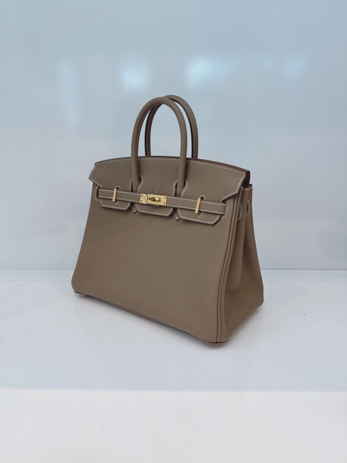 ETOUPE BIRKIN 25 RETOURNE TOGO LEATHER GOLD HARDWARE