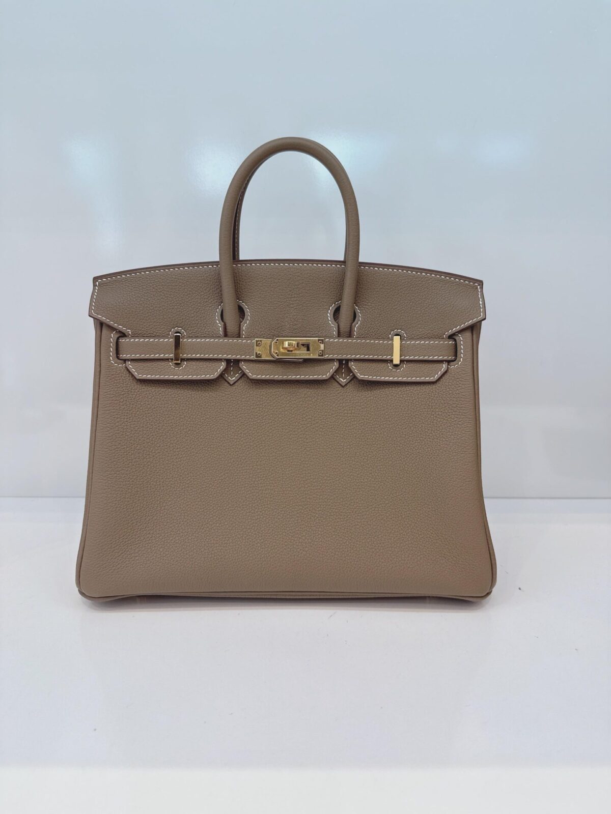 ETOUPE BIRKIN 25 RETOURNE TOGO LEATHER GOLD HARDWARE