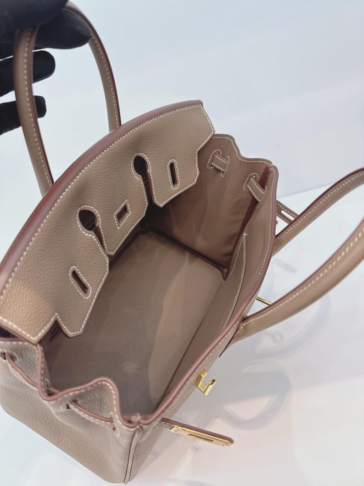 ETOUPE BIRKIN 25 RETOURNE TOGO LEATHER GOLD HARDWARE