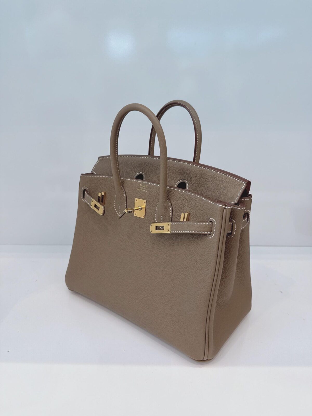 ETOUPE BIRKIN 25 RETOURNE TOGO LEATHER GOLD HARDWARE