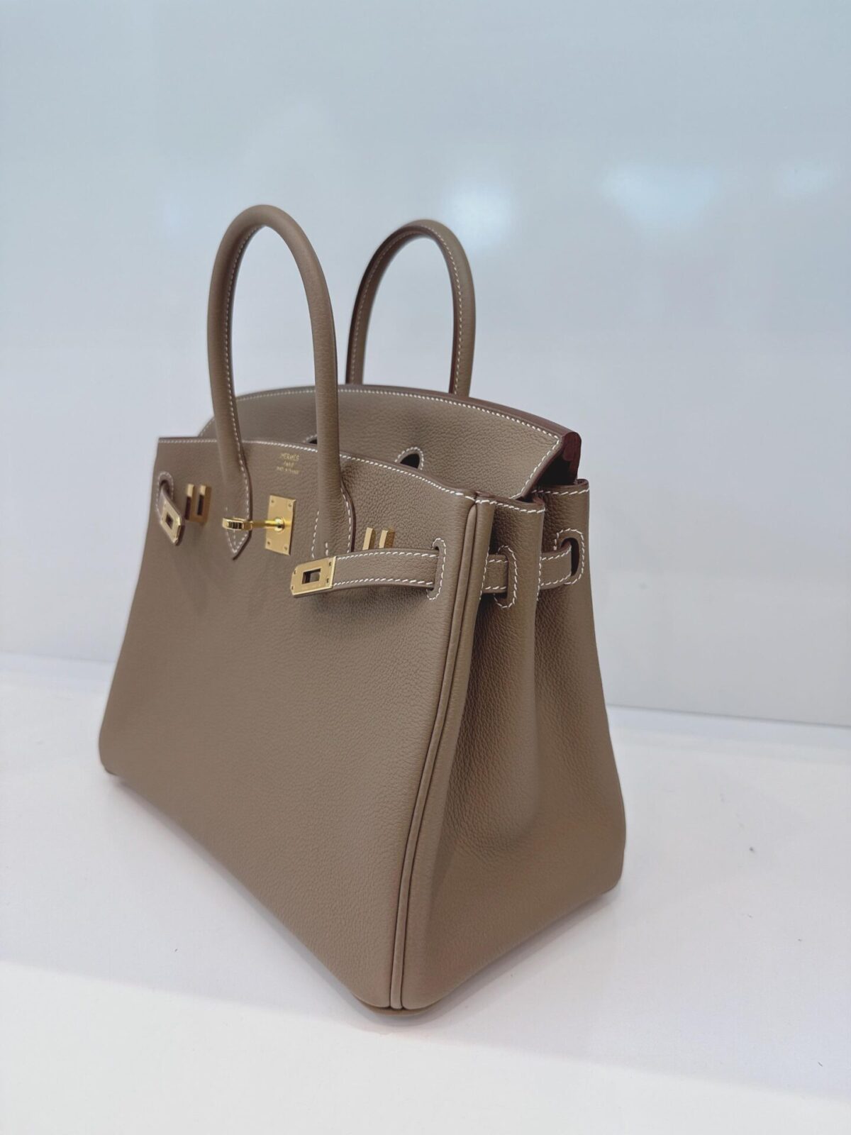 ETOUPE BIRKIN 25 RETOURNE TOGO LEATHER GOLD HARDWARE