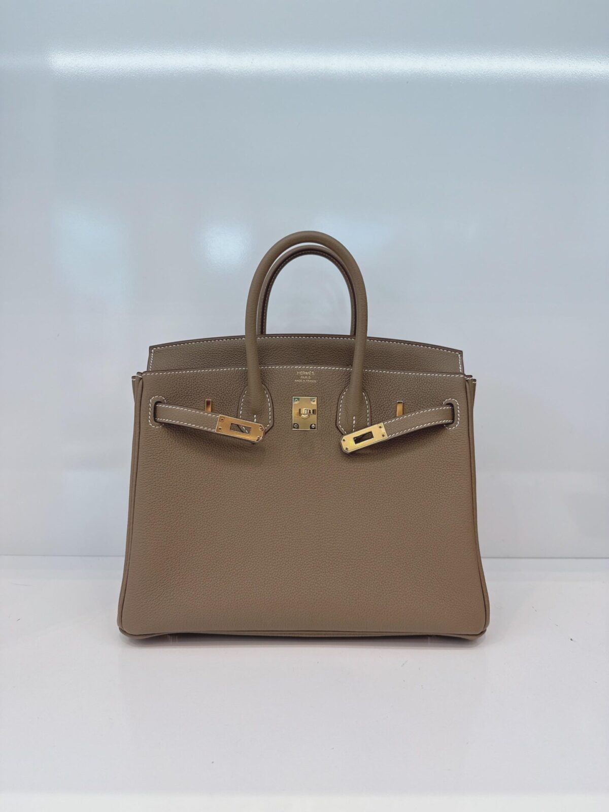 ETOUPE BIRKIN 25 RETOURNE TOGO LEATHER GOLD HARDWARE
