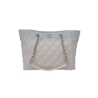 WHITE CAVIAR LEATHER 2023 LARGE SHOPPING TOTE BAG