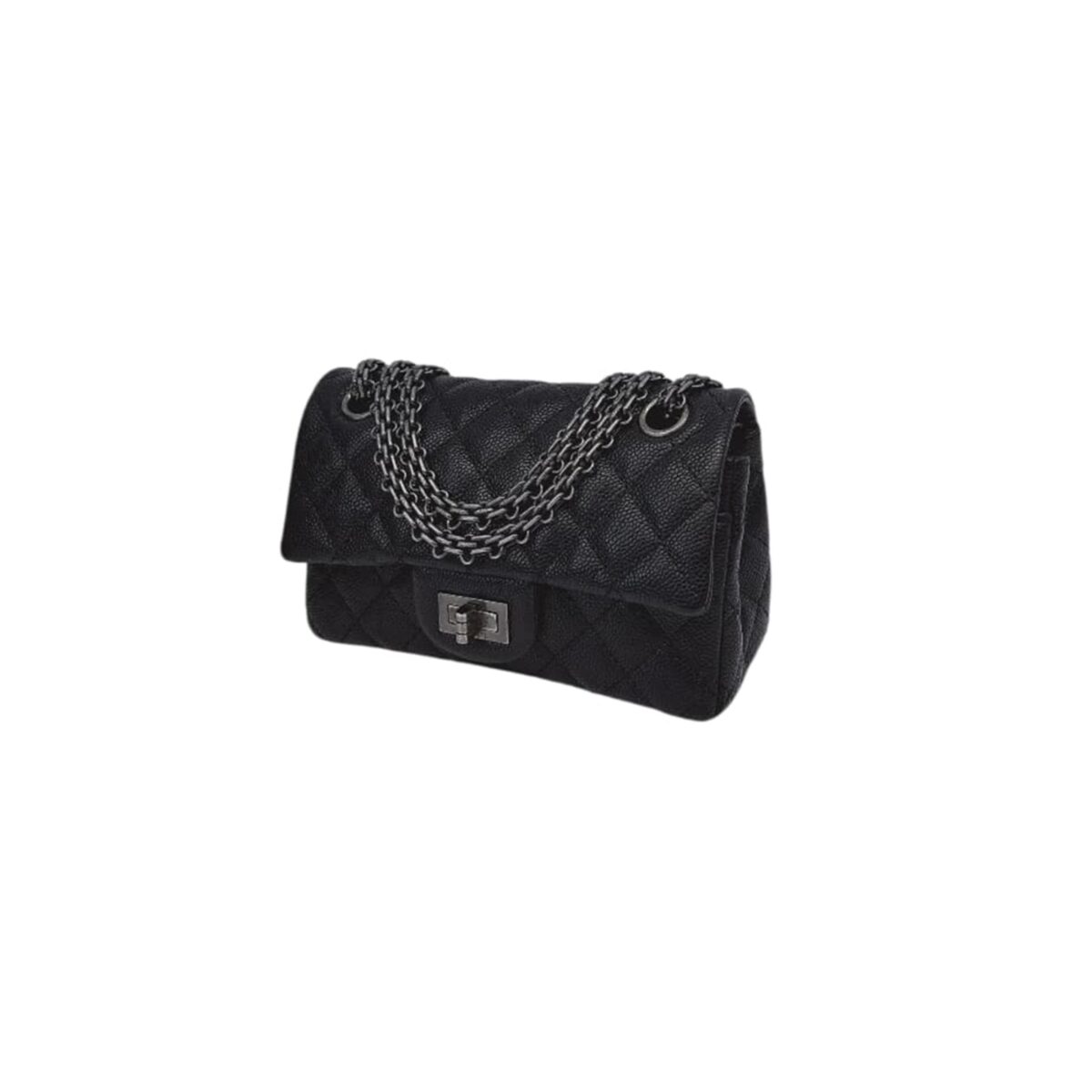 BLACK QUILTED CAVIAR LEATHER 2.55 REISSUE 224 FLAP BAG