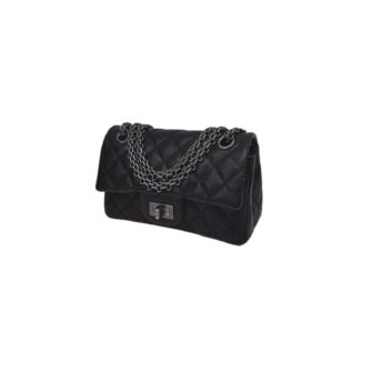 BLACK QUILTED CAVIAR LEATHER 2.55 REISSUE 224 FLAP BAG
