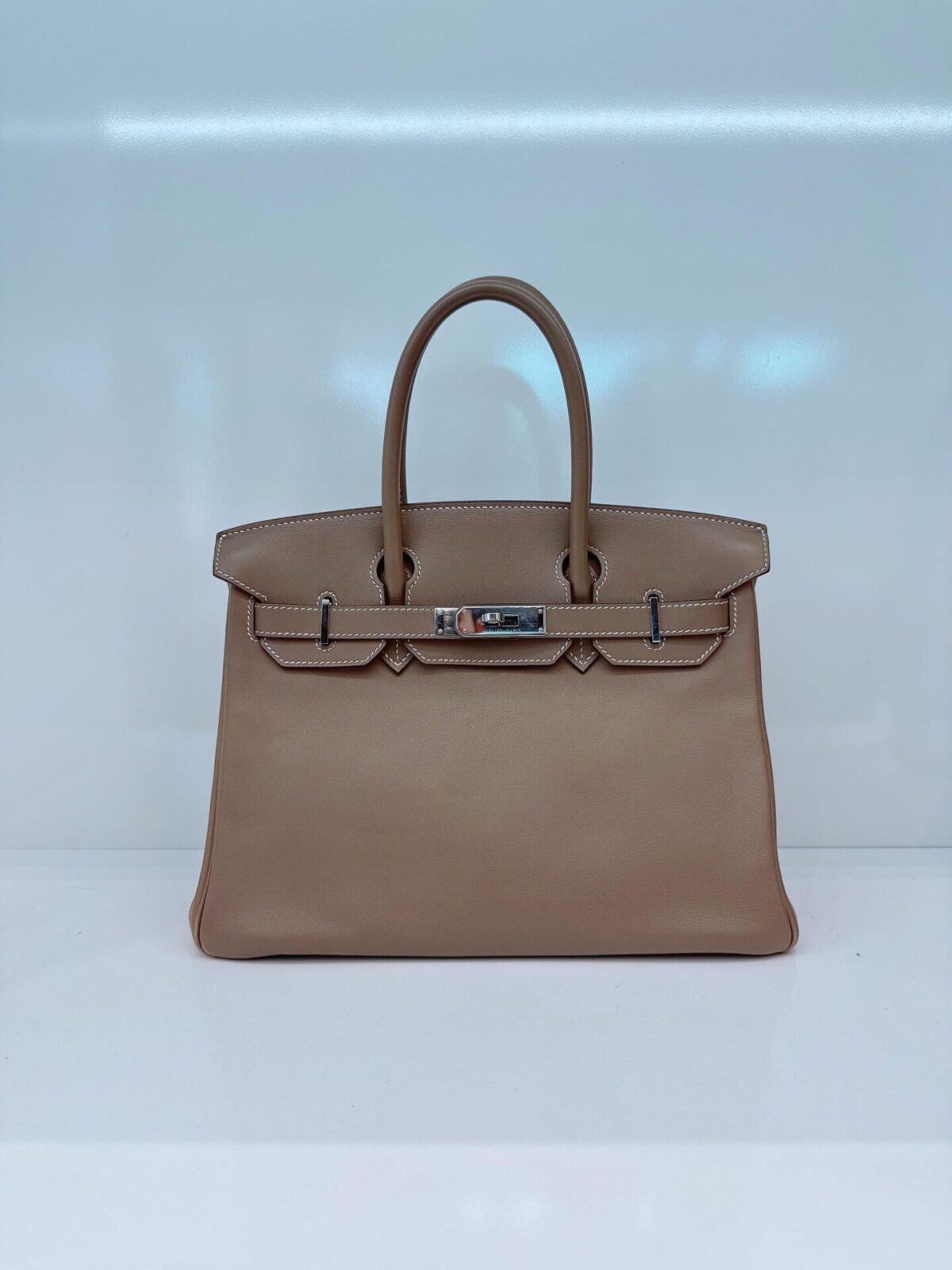 ETOUPE TADELAKT LEATHER BIRKIN 30 PALLADIUM HARDWARE