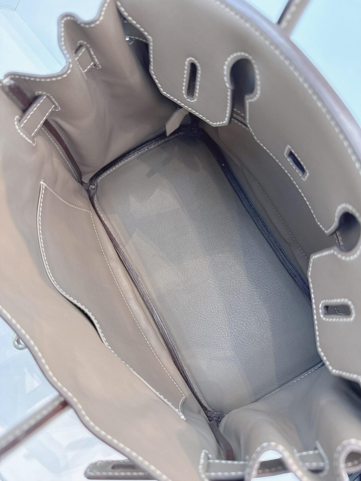 ETOUPE TADELAKT LEATHER BIRKIN 30 PALLADIUM HARDWARE