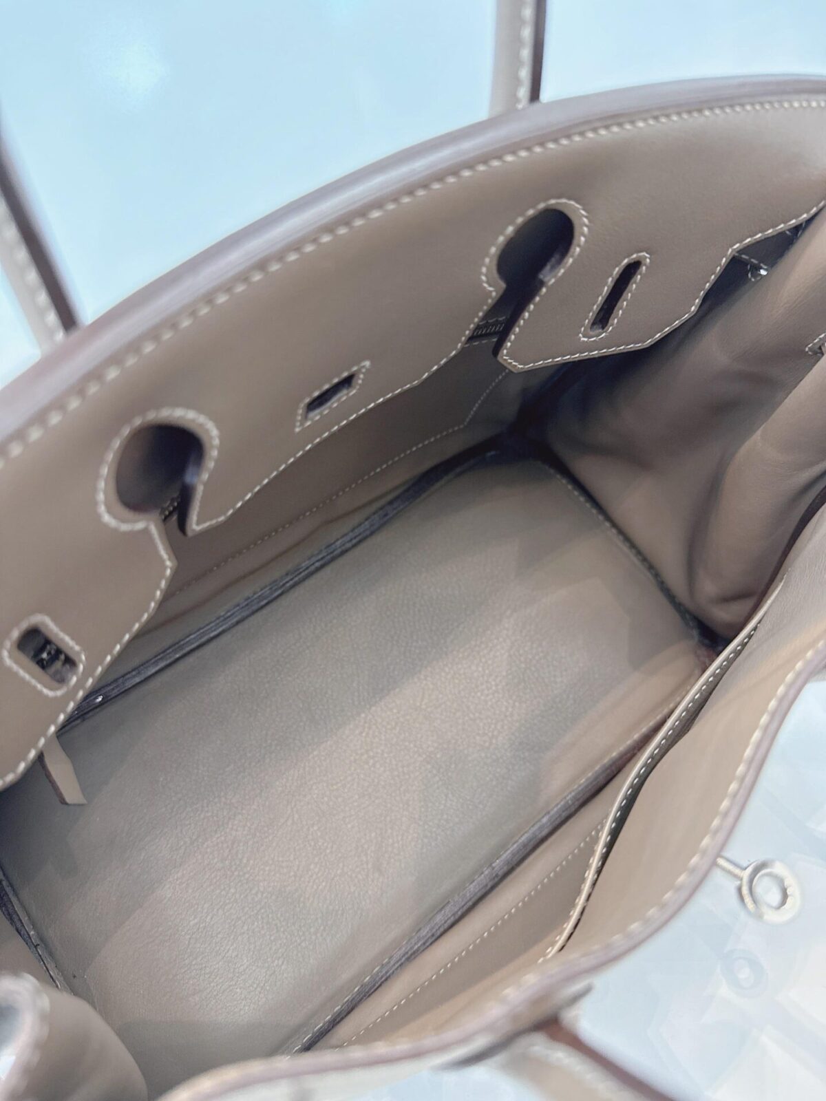 ETOUPE TADELAKT LEATHER BIRKIN 30 PALLADIUM HARDWARE
