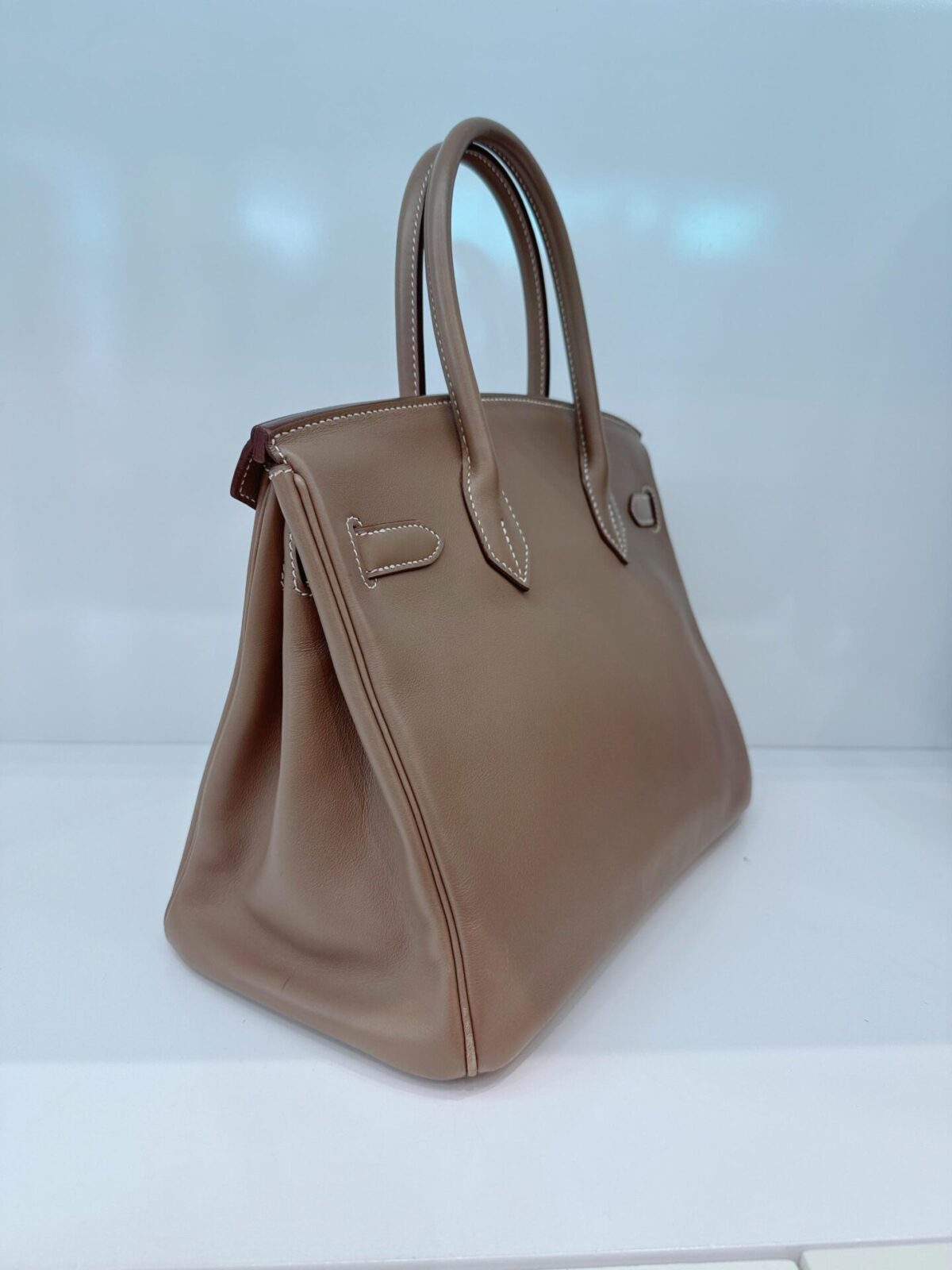 ETOUPE TADELAKT LEATHER BIRKIN 30 PALLADIUM HARDWARE