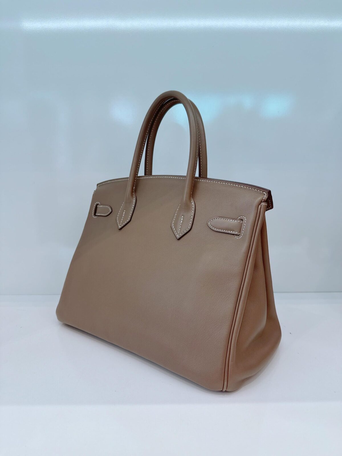 ETOUPE TADELAKT LEATHER BIRKIN 30 PALLADIUM HARDWARE