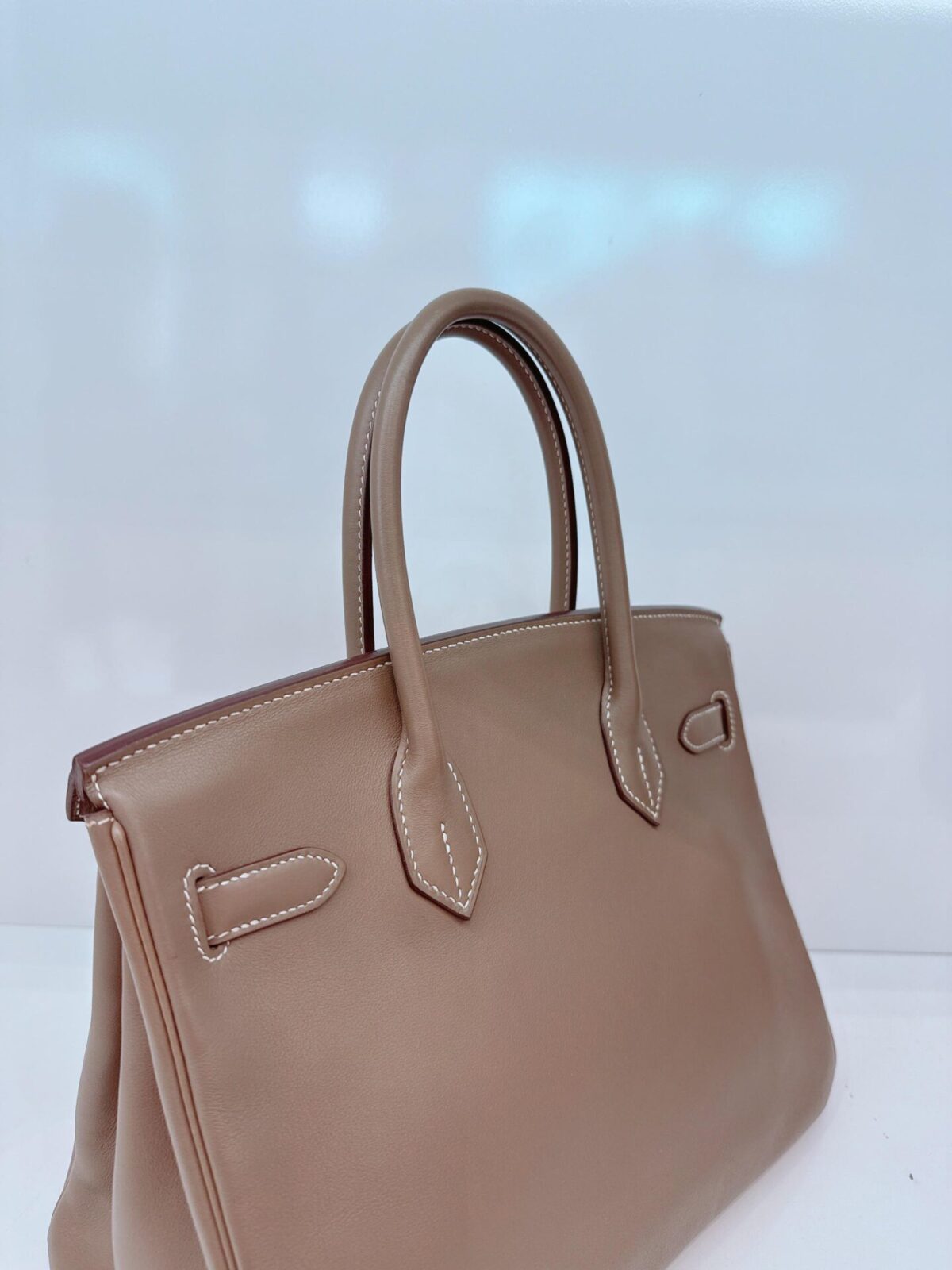 ETOUPE TADELAKT LEATHER BIRKIN 30 PALLADIUM HARDWARE