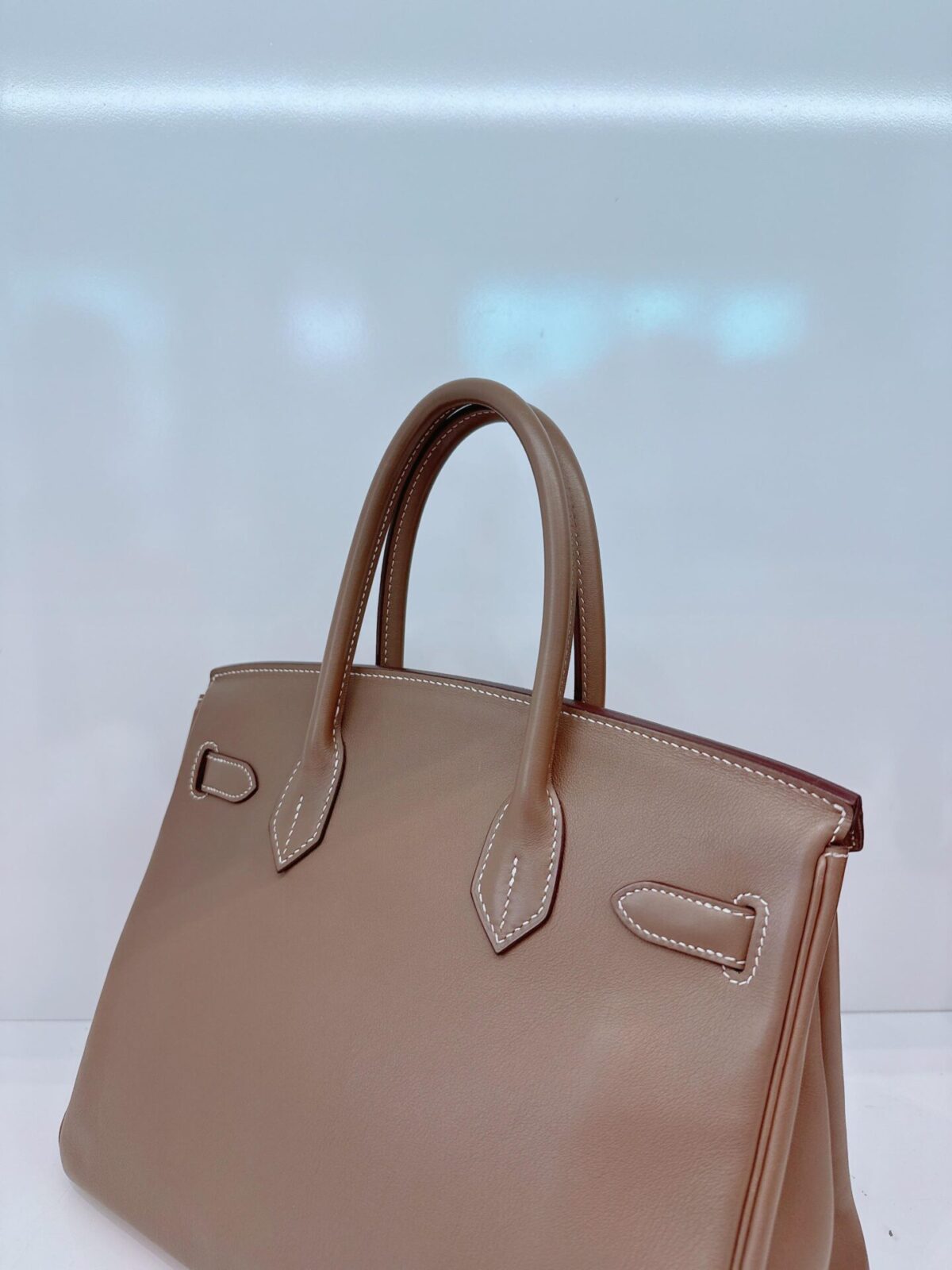 ETOUPE TADELAKT LEATHER BIRKIN 30 PALLADIUM HARDWARE