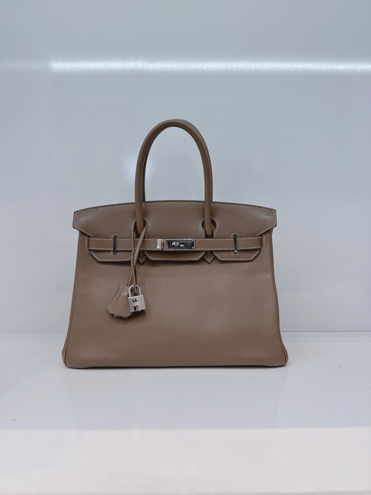 ETOUPE TADELAKT LEATHER BIRKIN 30 PALLADIUM HARDWARE