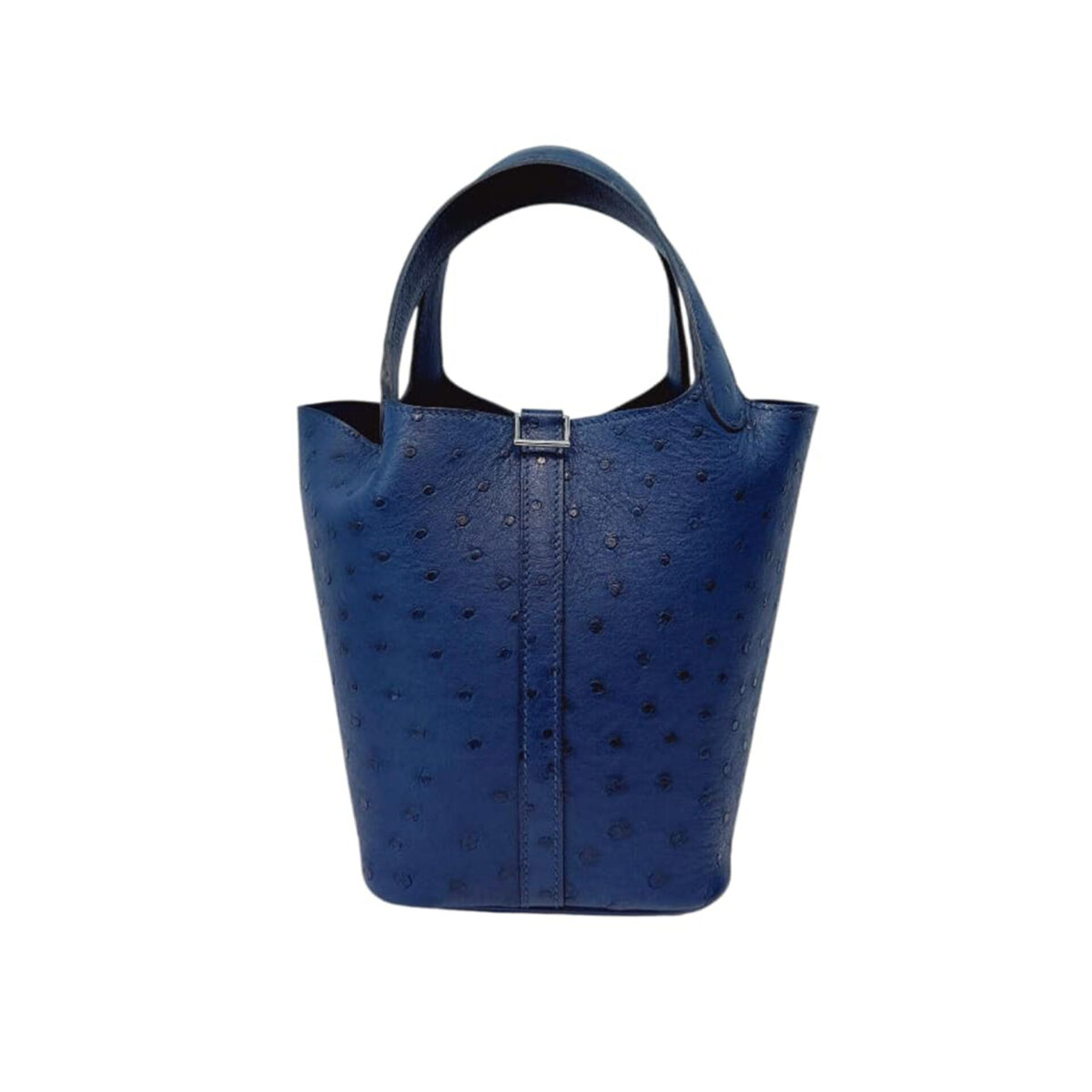 DEEP BLUE OSTRICH LEATHER PICOTIN 18 PALLADIUM HARDWARE