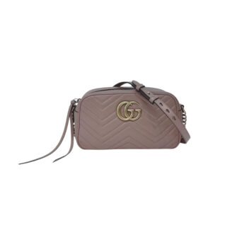 BEIGE MATELASSE LEATHER GG MARMONT SHOULDER BAG