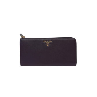 BLACK LEATHER ZIP AROUND CONTINENTAL WALLET