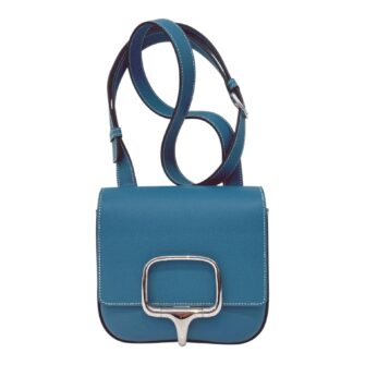 BLEU JEAN DELLA CAVALLERIA MINI SELLIER EPSOM LEATHER PALLADIUM HARDWARE