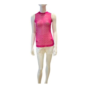 PINK BLOUSE AND WHITE PRINT MINI SKIRT 38