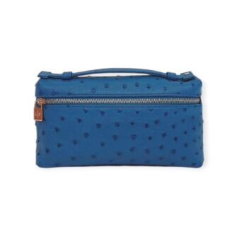BLUE OSTRICH LEATHER L19 POUCH
