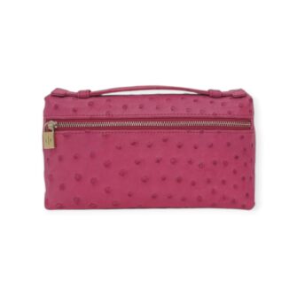 DARK PINK OSTRICH LEATHER L19 POUCH